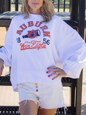 Auburn War Eagle Stewart Simmons Balloon Sleeve Sweatshirt Large NWT 100% Cotton